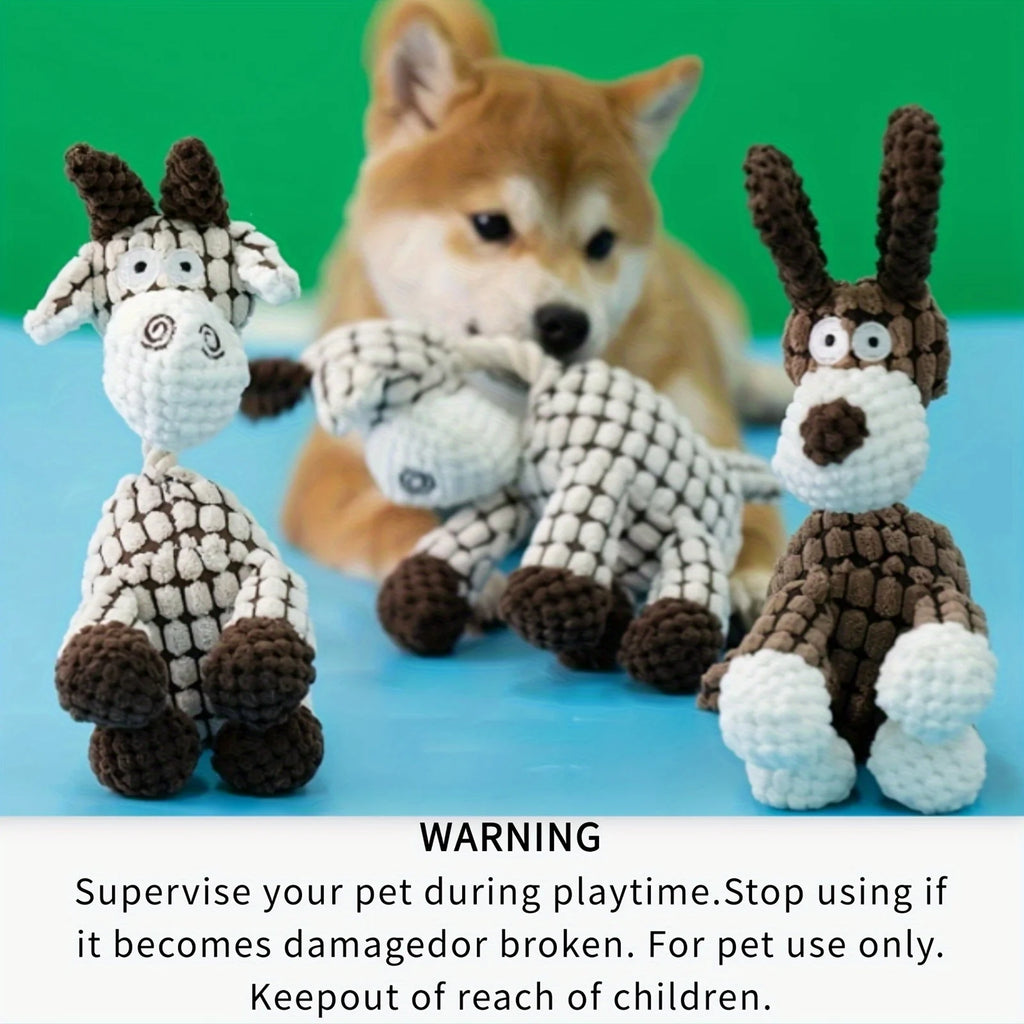 Plush Dog Toy Animals Shape Bite Resistant Squeaky Toys Small Large Dogs Durable Chew Molar Toy Training Toy