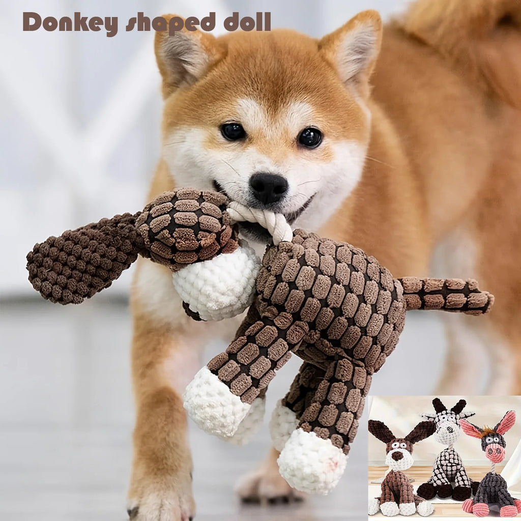 Plush Dog Toy Animals Shape Bite Resistant Squeaky Toys Small Large Dogs Durable Chew Molar Toy Training Toy