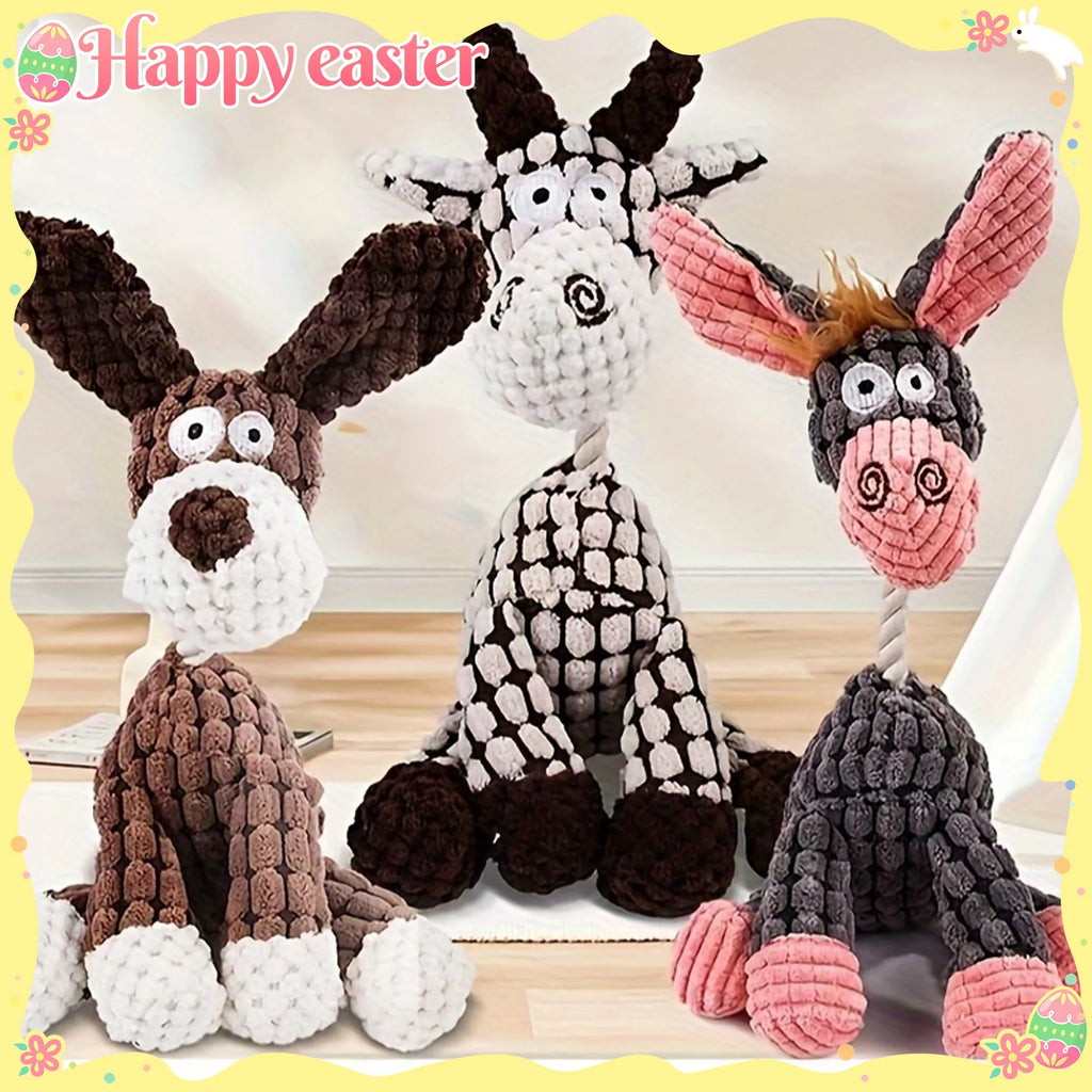 Plush Dog Toy Animals Shape Bite Resistant Squeaky Toys Small Large Dogs Durable Chew Molar Toy Training Toy