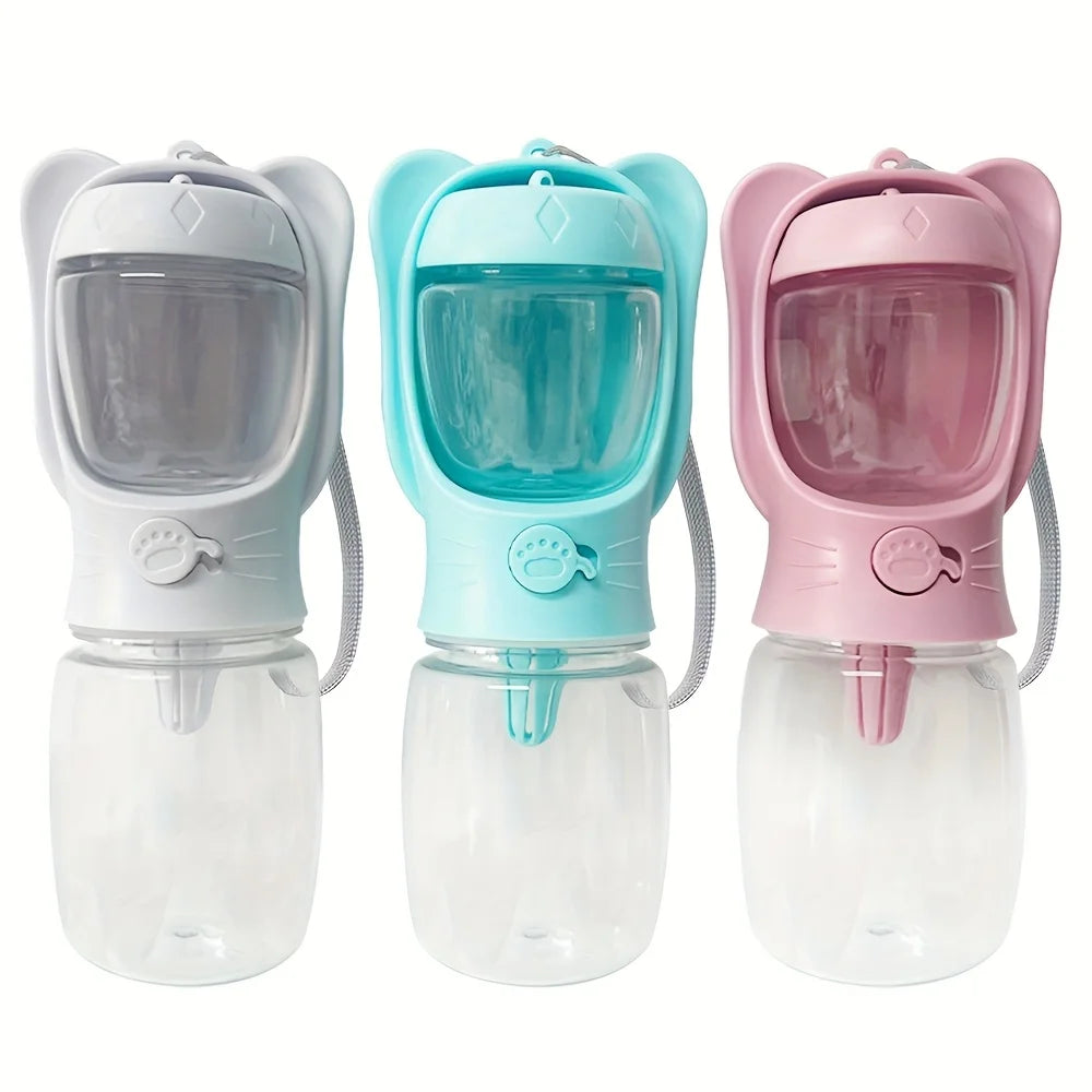 Portable Pet Water Bottle with Food Container - Ideal for Walking, Hiking & Travel. Essential for Dogs & Cats On The Go!