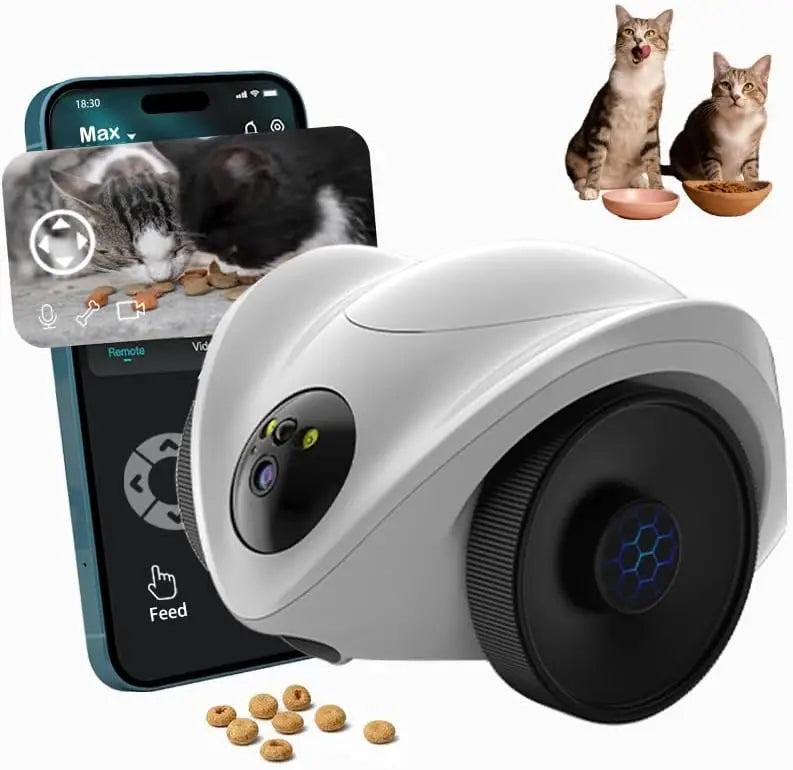 Pet Camera Treat Dispenser | Movable Pet Robot Camera,1080P Indoor Security Camera,2-Way Talk, Night Vision,Motion Detection