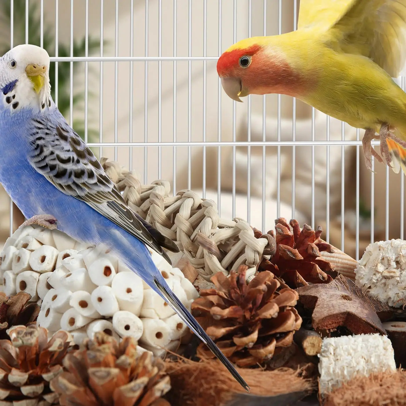 Bird Toys Parrot Natural Bird Foraging Box Foot Toys for Parakeets,Cockatiels,Conures,Love Birds,and Other Small to Medium Birds