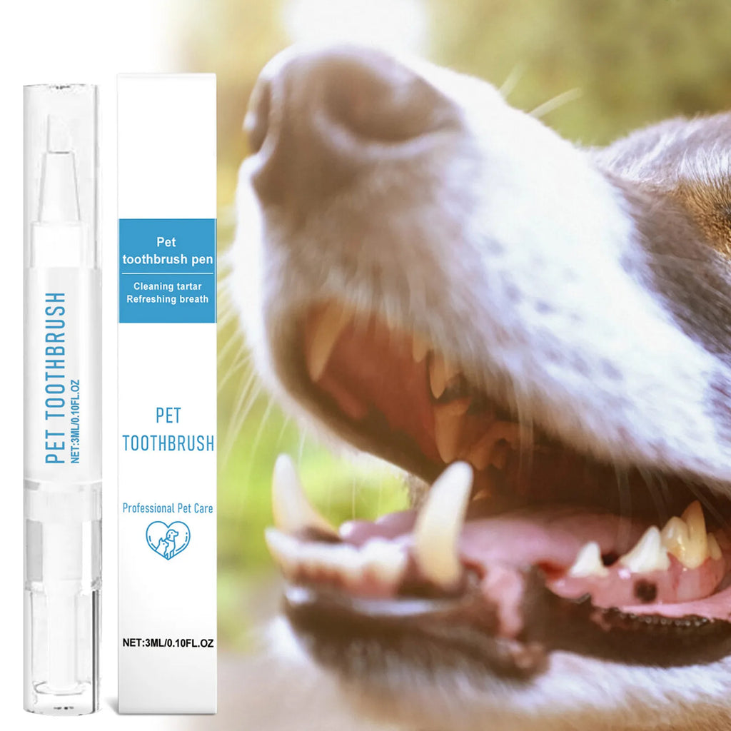 Pet Toothbrush Pen Teeth Cleaning Tool Fresh Breath Pet Toothbrush Toothpaste All-in-One Teeth Cleaning for Dogs and Cats