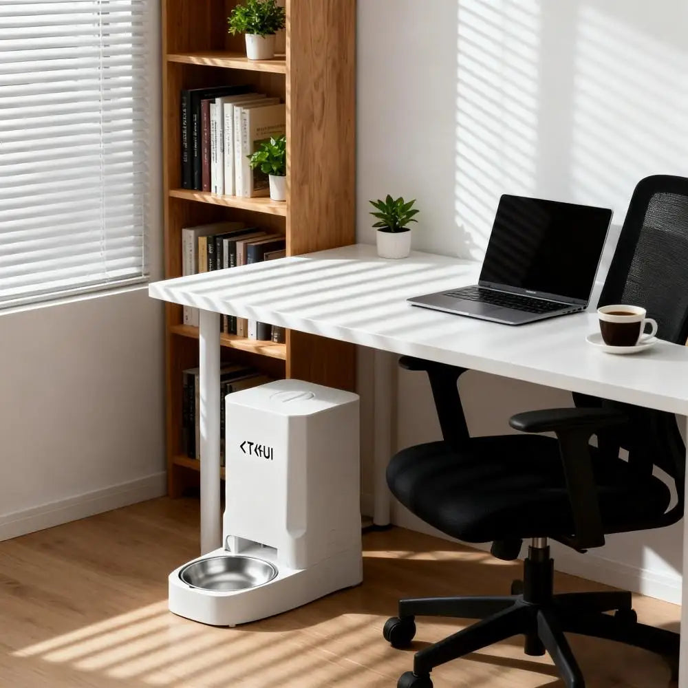 Pet Intelligent Feeder, With Timed And Fixed Feeding, Large Capacity Automatic Feeding Machine For Cats And Dogs, 3l, White