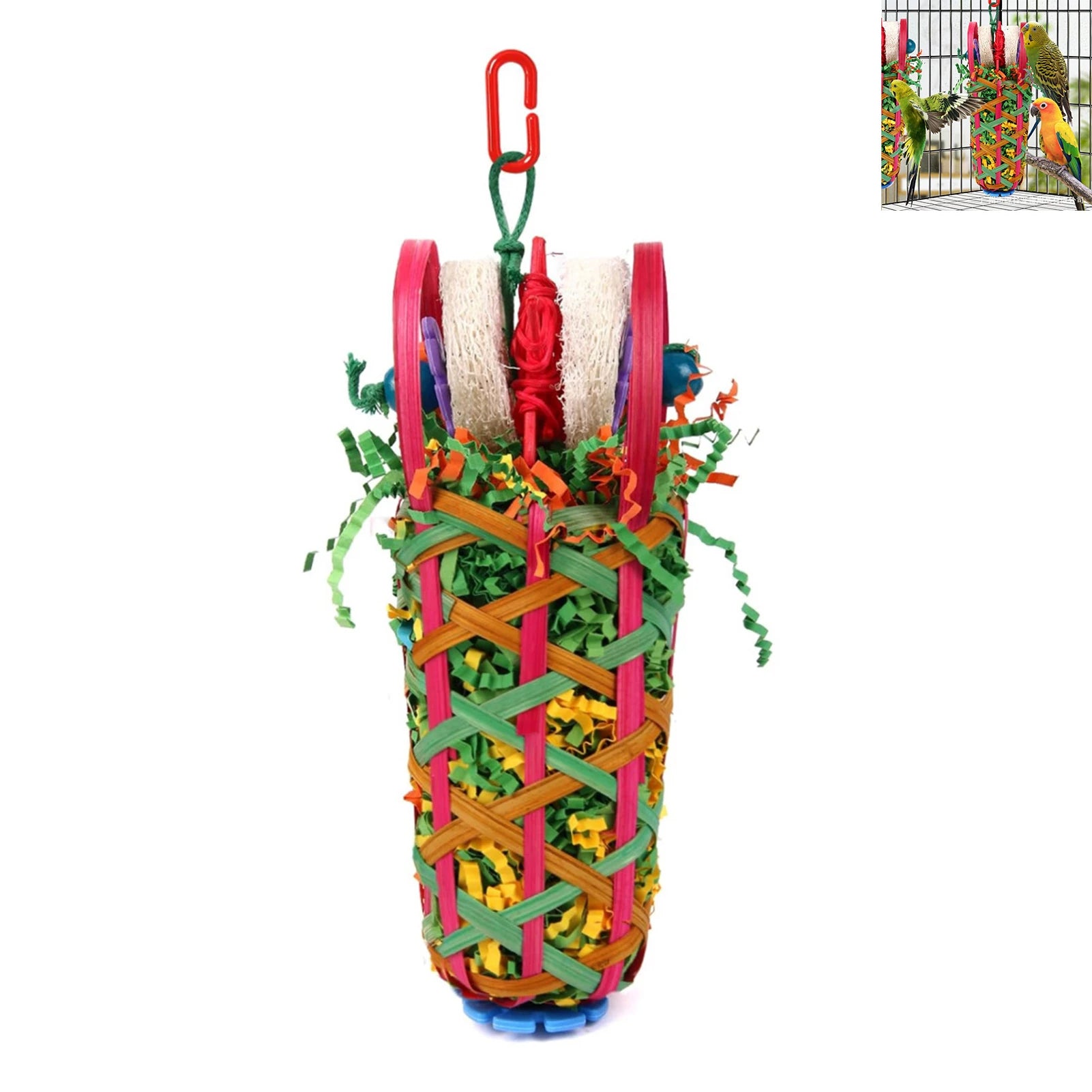 Parrot Hanging Chewable Toys Loofah Slices Hanging Interactive Bird Toys for Small Medium Parrot