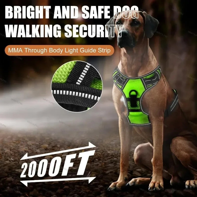 LED Light Up Dog Harness No Pull Adjustable Rechargeable Pet Vest Harness Small Medium Large Dogs Outdoor Walking Pet Supplies