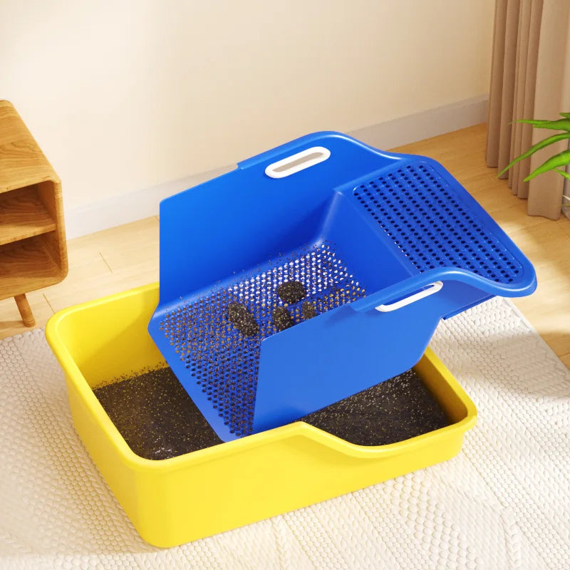 Litter Box Open And Easy To Clean Semi-Closed Extra Large Sloth Litter Box Spatter-Proof Pet Cat Potty