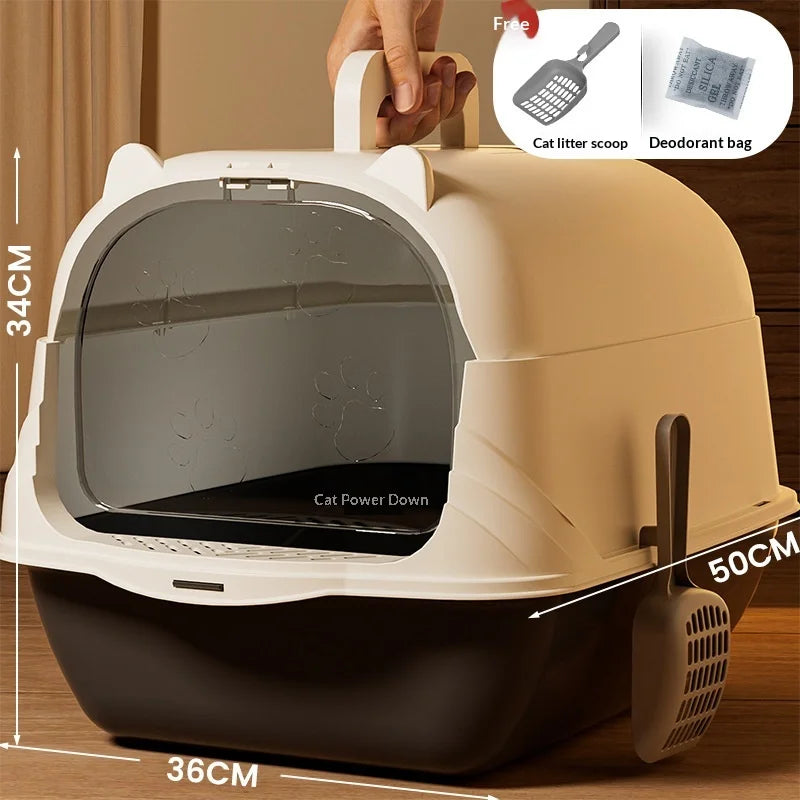 Cleaning Cat Litter Box Large Enclosed Anti Splash UV Sterilization Odor Control Pet Toilet Cat Supplies Cat Litter Catcher