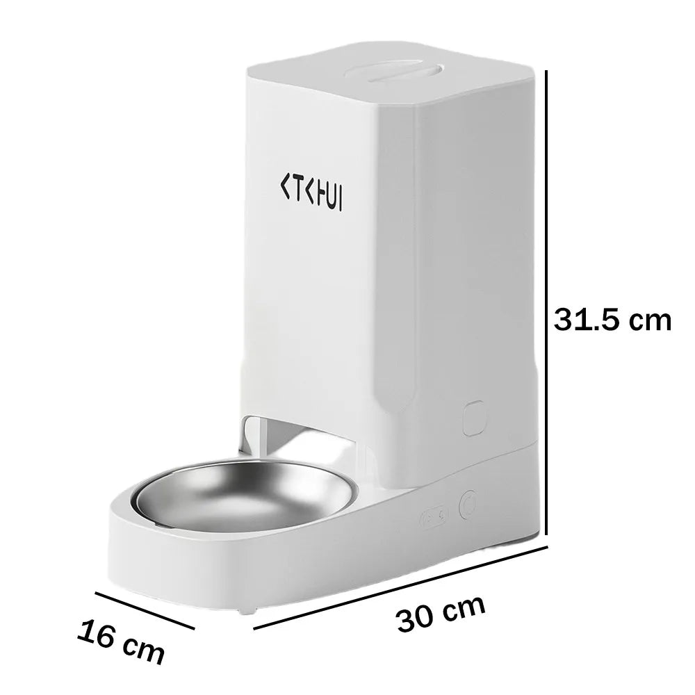 Pet Intelligent Feeder, With Timed And Fixed Feeding, Large Capacity Automatic Feeding Machine For Cats And Dogs, 3l, White