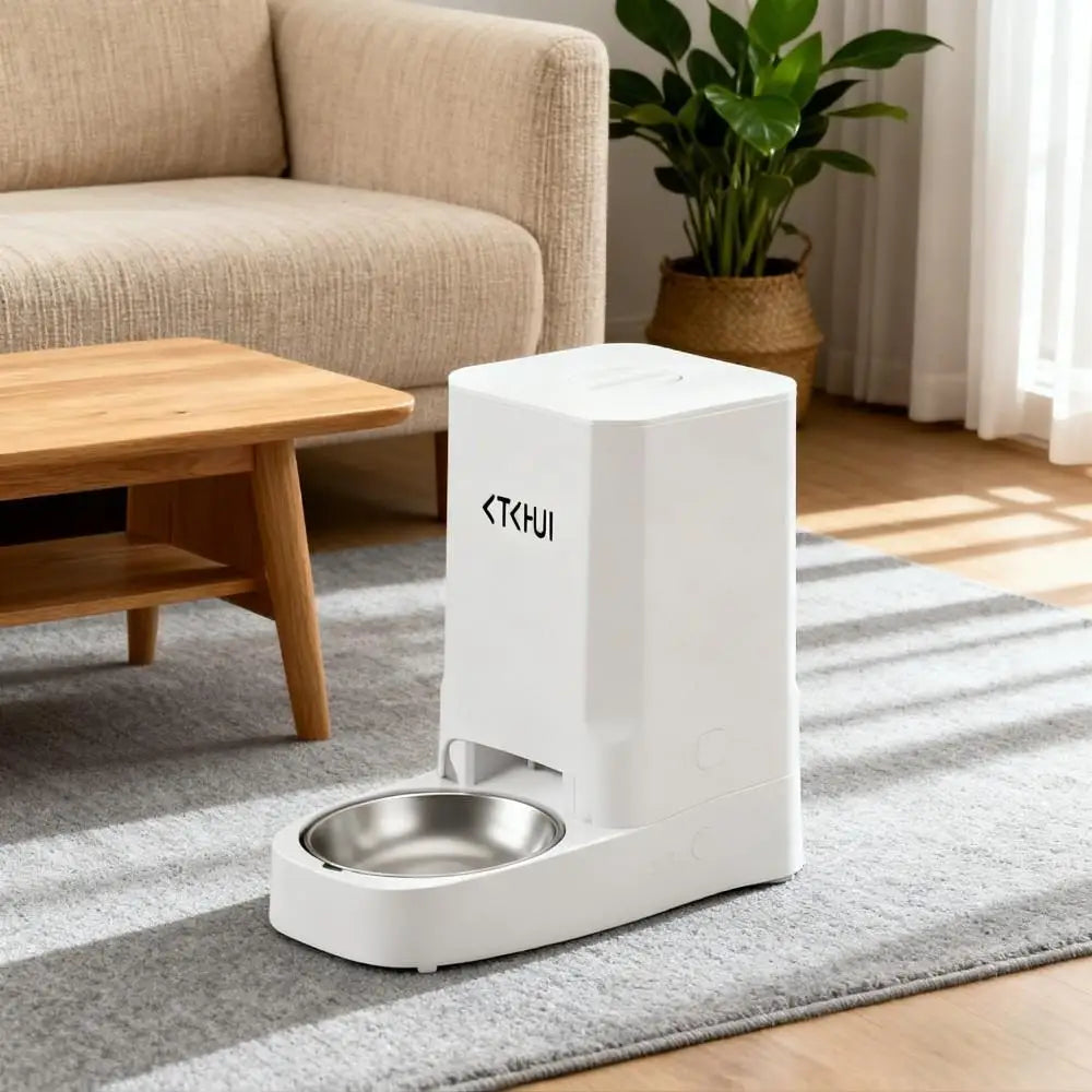 Pet Intelligent Feeder, With Timed And Fixed Feeding, Large Capacity Automatic Feeding Machine For Cats And Dogs, 3l, White