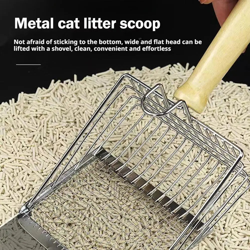 Pet Cleaning Tool Metal Steel Cat Litter Scoop Steel Handle Pet Poop Shovel