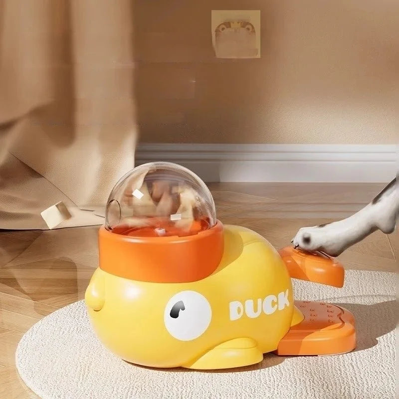 Pet rubber duck cat toy, self-entertaining cat teaser, freeze-dried treat dispenser, automatic feeder