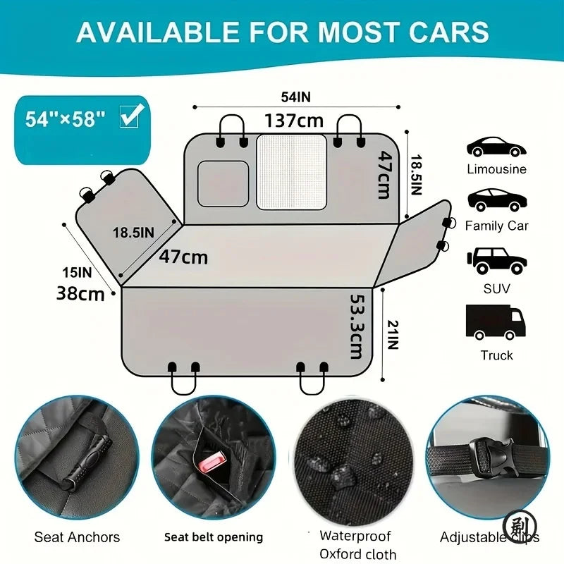 Ideal Car seat Cover, Upgrade Your Car Seats with this Waterproof, Scratch-Resistant Dog Hammock Cover!