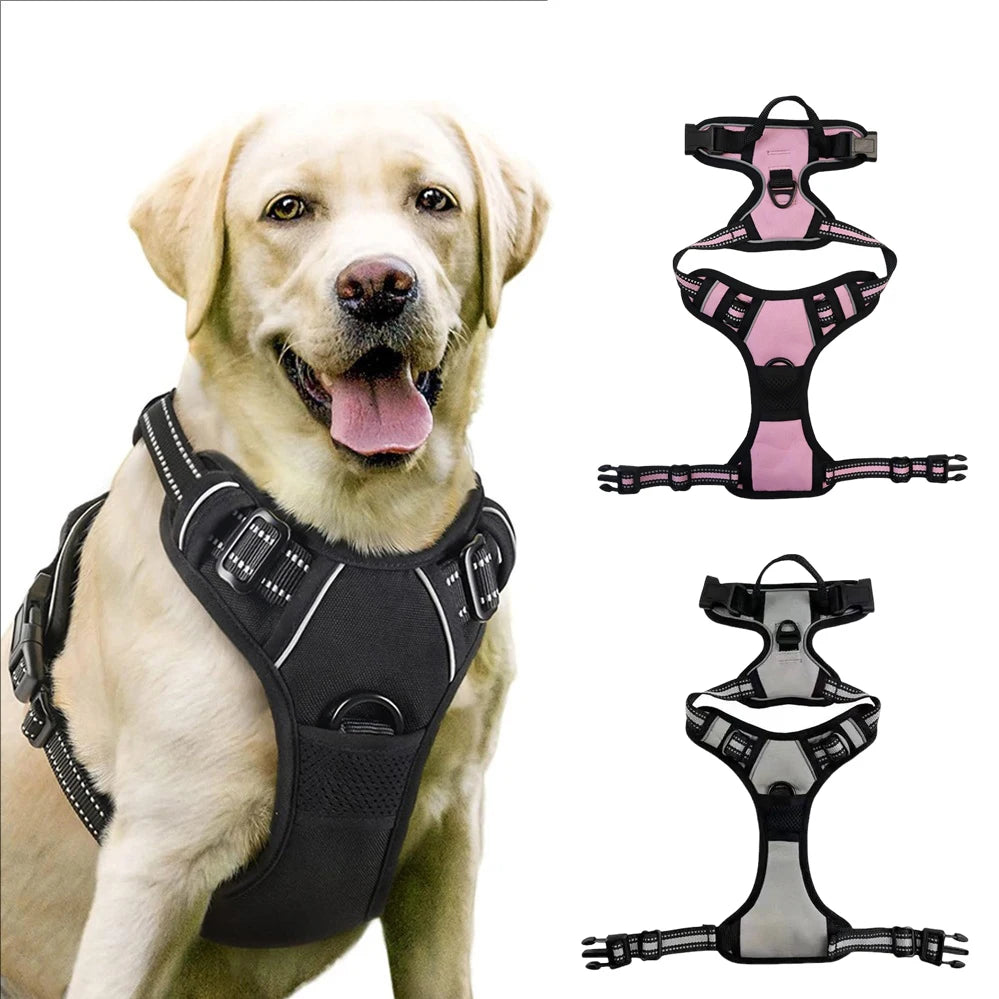 Dog Harness No-Pull Service Vest with Reflective Adjustable Soft Padded Comfortable for Outdoor Easy Walking No Choke for Pets