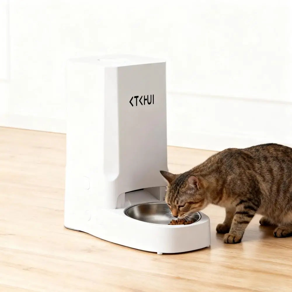 Pet Intelligent Feeder, With Timed And Fixed Feeding, Large Capacity Automatic Feeding Machine For Cats And Dogs, 3l, White