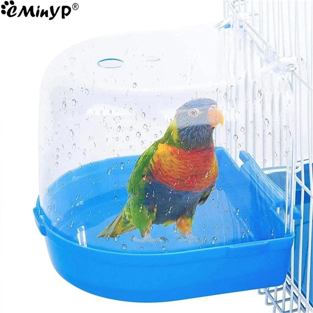 Hanging Bird Bath Cube Parrots Bathtub Bath Shower Box Cage Accessory for Little Bird Canary Budgerigar Cockatiel Lovebird Boxes