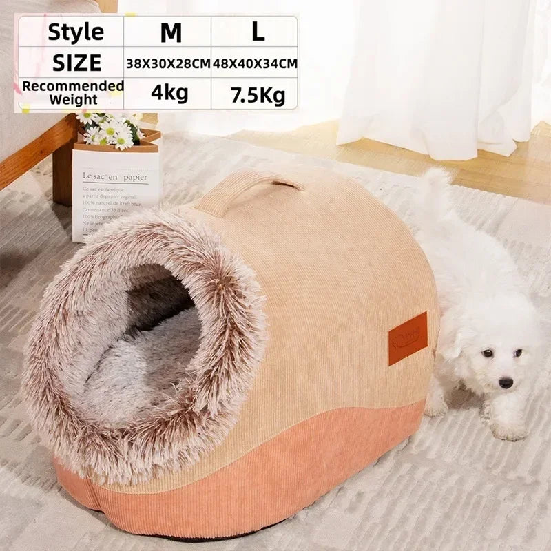 Pet House for Small Dog Cat Bed House Portable Enclosed Plush Pet Kitten Nest Winter Warm Soft Pet Cave Kennel Deep Sleep Sofa