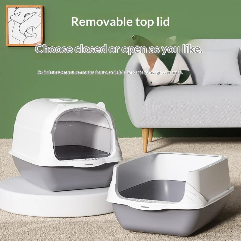 Cleaning Cat Litter Box Large Enclosed Anti Splash UV Sterilization Odor Control Pet Toilet Cat Supplies Cat Litter Catcher