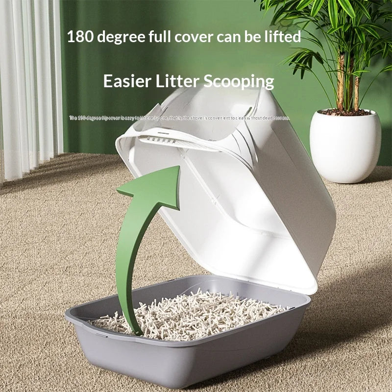 Cleaning Cat Litter Box Large Enclosed Anti Splash UV Sterilization Odor Control Pet Toilet Cat Supplies Cat Litter Catcher