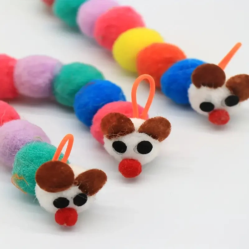 Interactive Cat Teaser Toy Adjustable Hanging Door Swing with Colorful Worms Plush for Indoor Cats Interactive Kitten Play