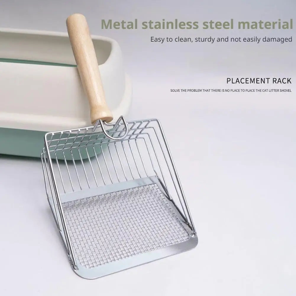 Pet Cleaning Tool Metal Steel Cat Litter Scoop Steel Handle Pet Poop Shovel