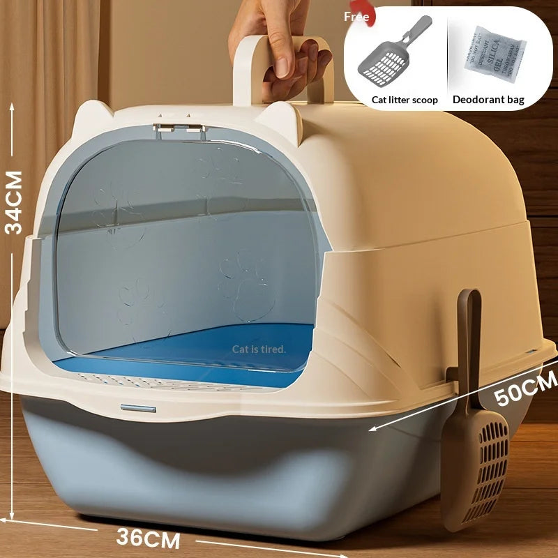 Cleaning Cat Litter Box Large Enclosed Anti Splash UV Sterilization Odor Control Pet Toilet Cat Supplies Cat Litter Catcher