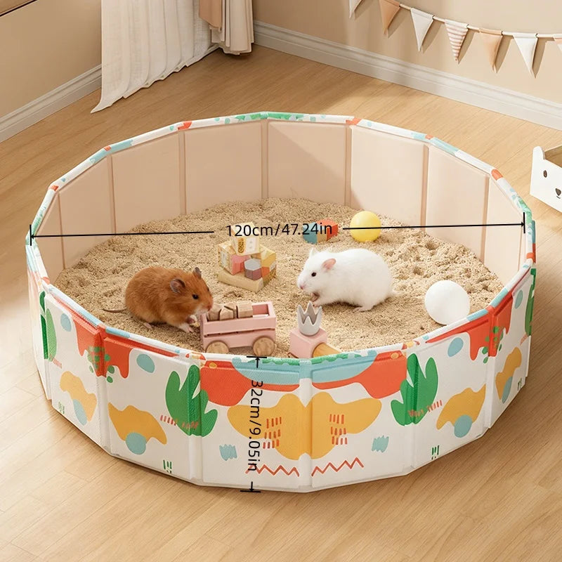 Portable Open Pet Play Fence for Small Animals Hamsters Guinea Pigs Chinchillas Indoor Outdoor Cage Playground（Free pet mat with
