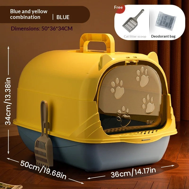 Cleaning Cat Litter Box Large Enclosed Anti Splash UV Sterilization Odor Control Pet Toilet Cat Supplies Cat Litter Catcher