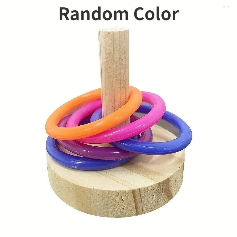 Wooden Interactive Parrot Ring Toy Educational Exercise Stimulating Fun Playtime for Parrot Parakeet Bird Toys Random Color