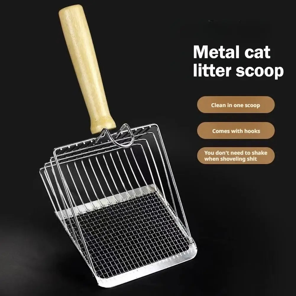 Pet Cleaning Tool Metal Steel Cat Litter Scoop Steel Handle Pet Poop Shovel